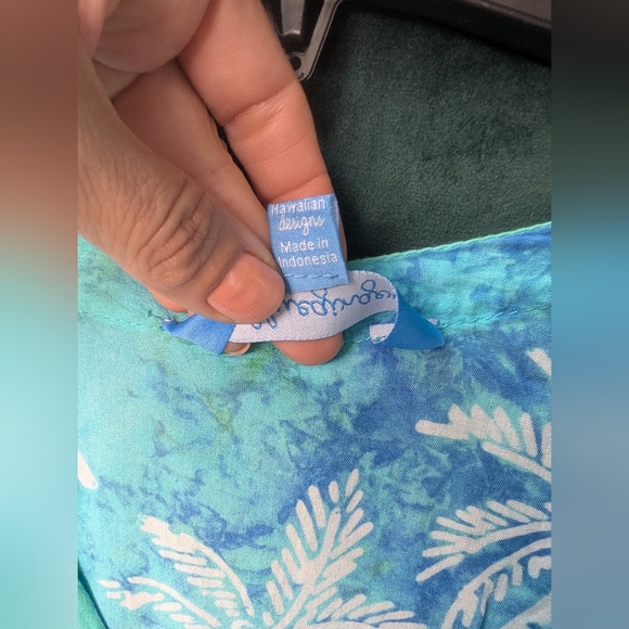 Tropical Palm Print Blouse - Green - Picture 8 of 13